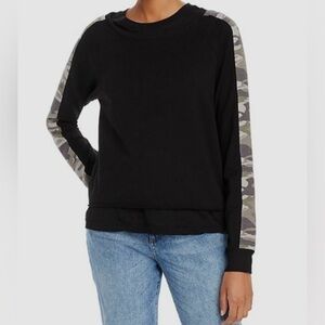 Monrow Black Camo Stripe Sweatshirt